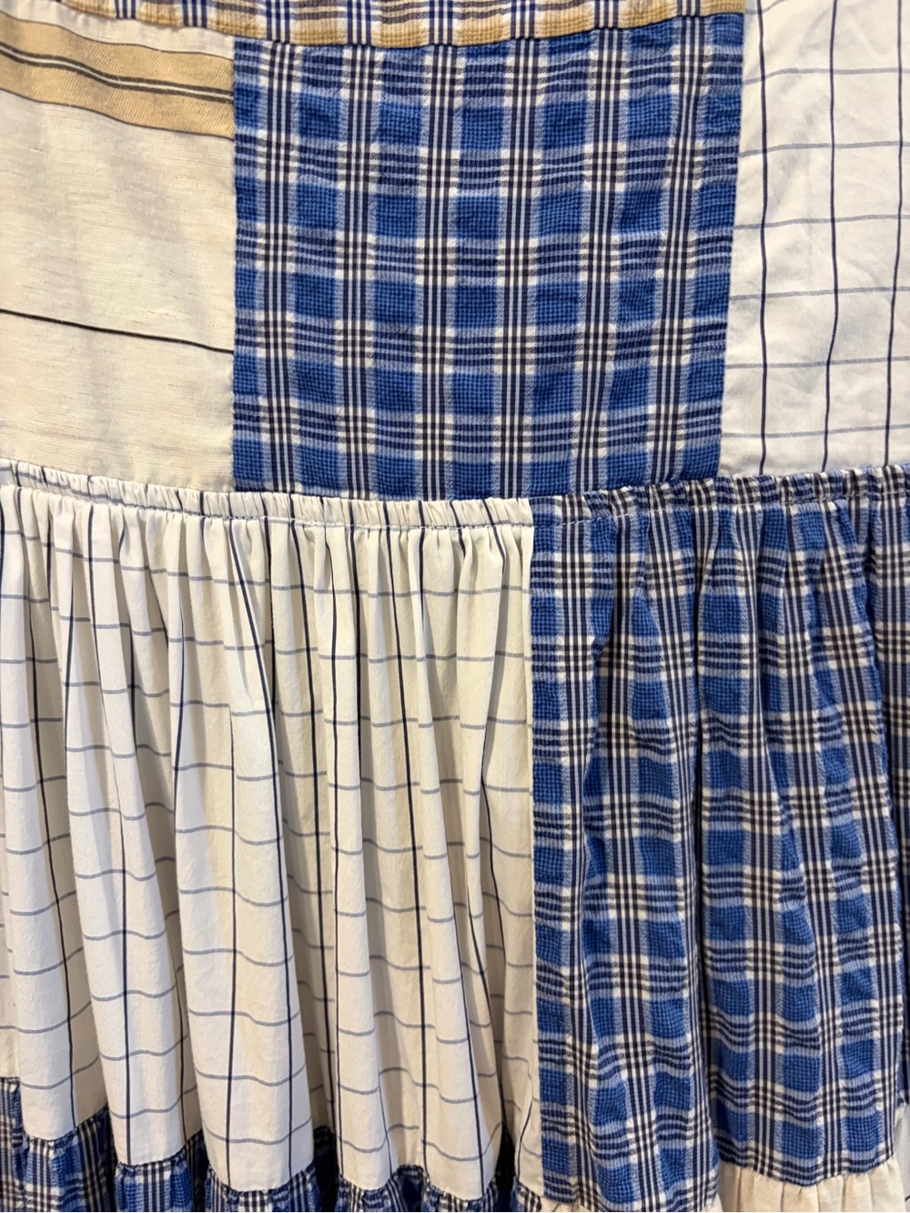 OhSevenDays Tori Dress, blue patchwork midi dress, size Large - Picture 6 of 8